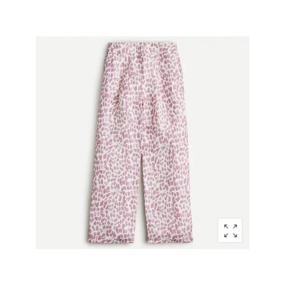 J. Crew Pleated linen-blend pant in lilac giraffe print Size 4